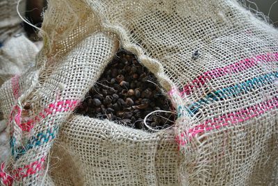 High angle view of coffee beans 