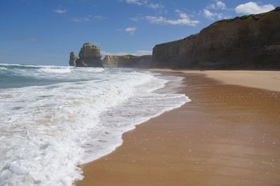Scenic view of beach against sky