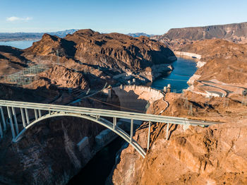 Aerial view of the hoover dam in united states.