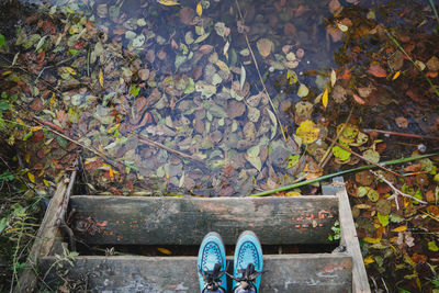 Low section of shoes on water