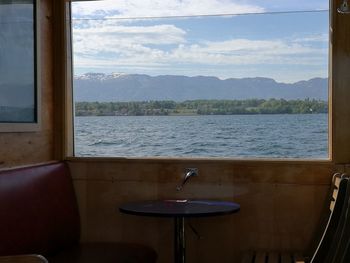 Scenic view of sea seen through window