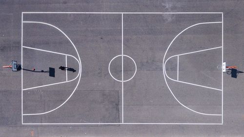 High angle view of basketball court