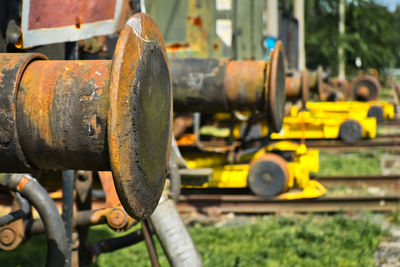 Close-up of old train