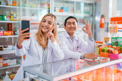 Female friends in laboratory