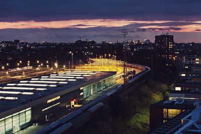 View of city at sunset