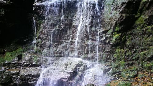 Low angle view of waterfall