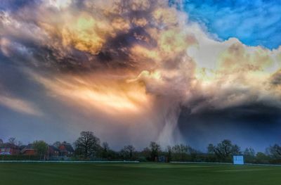 Scenic view of landscape against cloudy sky