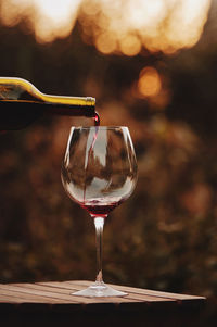 Close-up of wine glass on table