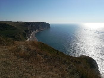 Scenic view of sea against clear sky