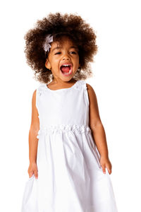 Portrait of a girl over white background