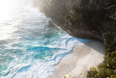 High angle view of swimming pool by sea