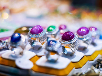 Close-up of multi colored pencils on table