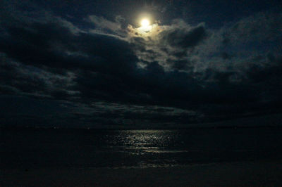 Scenic view of sea against sky at night