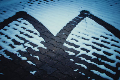 High angle view of text on swimming pool