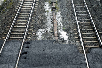 High angle view of railroad tracks