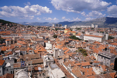 High angle view of town