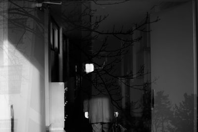 Low angle view of bare tree against sky