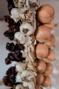 Close-up of food hanging indoors