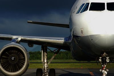 Airliner in the summer morning sunlight