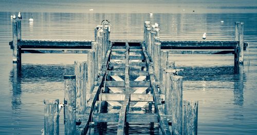 Wooden pier on sea