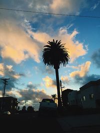 Silhouette palm trees against sky at sunset