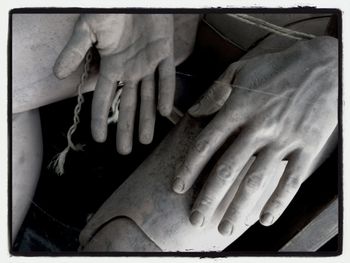 Close-up of hands working