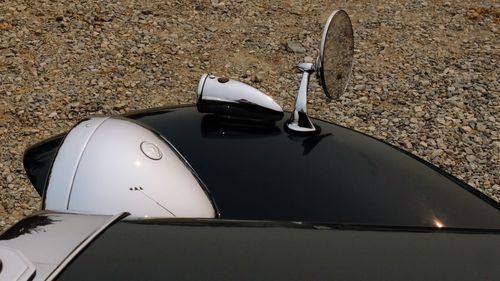 High angle view of vintage car on land