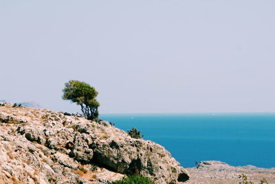 Scenic view of sea against clear sky