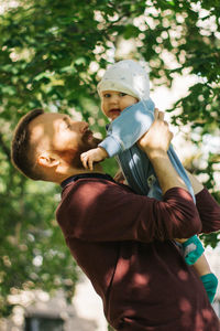 Father and son on tree