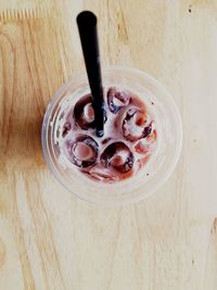 High angle view of coffee on table