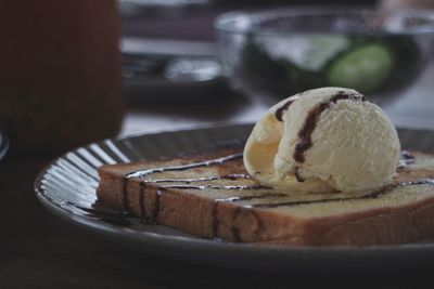 Close-up of ice cream in plate