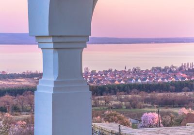 Built structure against sky during sunset