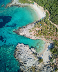 High angle view of a remote beach 
