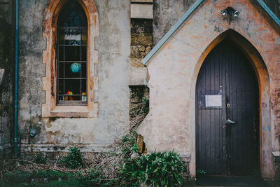 Closed door of old building