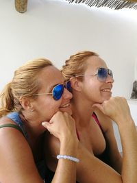Close-up of women in sunglasses at home