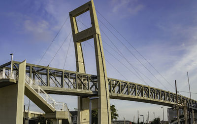 Low angle view of suspension bridge