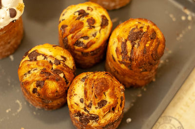 High angle view of cookies