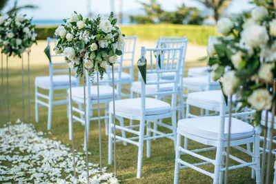 Wedding ceremony. arch, decorated with flowers on the lawn.