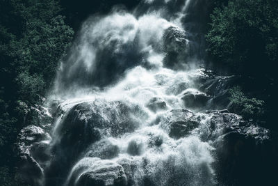 View of waterfall in forest