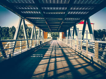 Light and shadows of a bridge at sunset