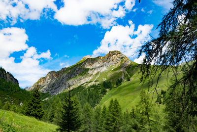 Low angle view of mountains against sky
