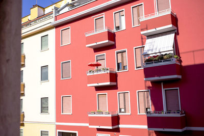 Low angle view of residential building against sky