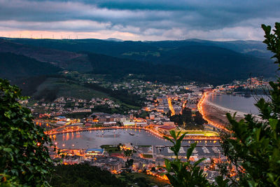 High angle view of townscape against sky