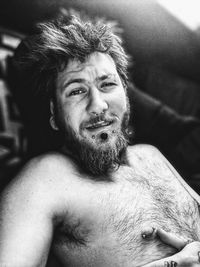 Portrait of shirtless man