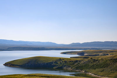 Scenic view of sea against clear sky