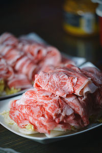 Close-up of meat in plate