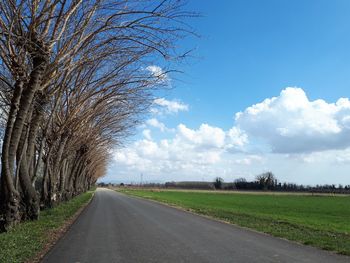 Road amidst field against sky