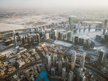 High angle view of buildings in city