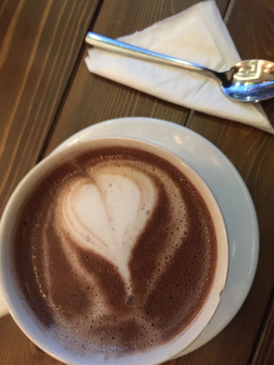 drink, food and drink, refreshment, table, coffee cup, indoors, coffee - drink, frothy drink, saucer, freshness, still life, high angle view, coffee, cappuccino, spoon, close-up, cup, froth art, beverage, directly above