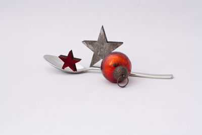 High angle view of fruits against white background